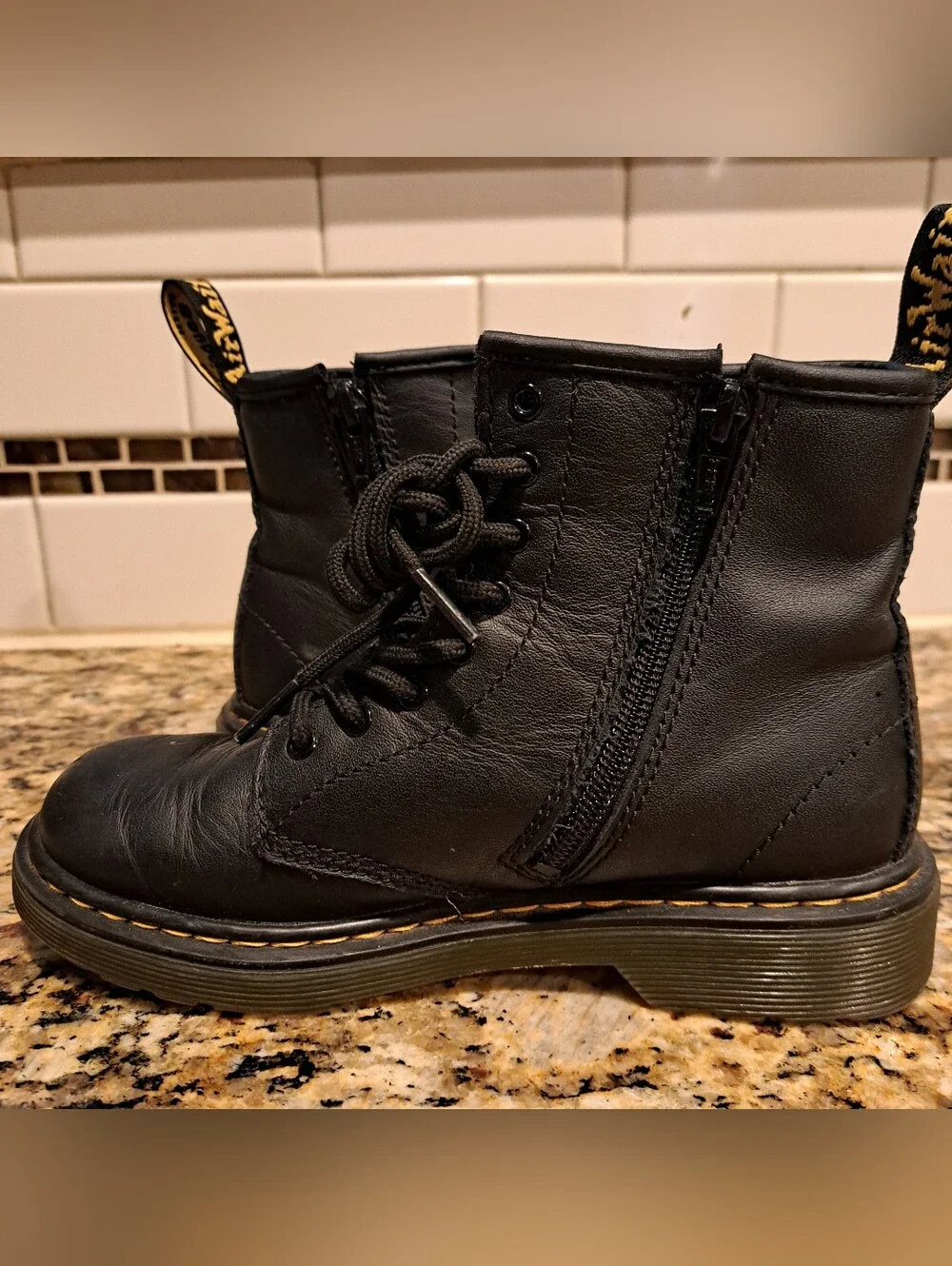 Dr. Martens Black Leather Lace-Up Combat Boots